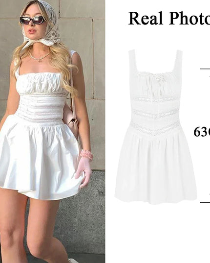 Elegant Casual Women'S Dresses 2022 Cotton White Dress Sexy Birthday Dress V Neck a Line Holiday Lace Party Dresses Vintage
