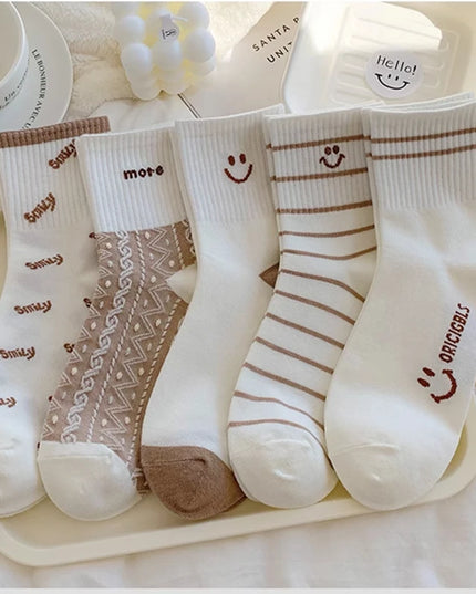 5 Pairs Womens Socks Lovely Cow Pattern Short Socks Creative Printing Socks Ankle Sock