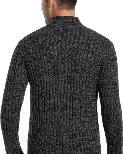 Men'S Cardigan Sweaters Full Zip up Stand Collar Slim Fit Casual Knitted Sweater with 2 Front Pockets