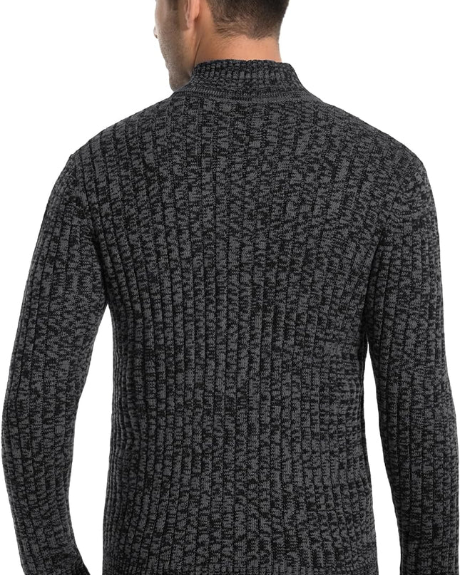 Men'S Cardigan Sweaters Full Zip up Stand Collar Slim Fit Casual Knitted Sweater with 2 Front Pockets