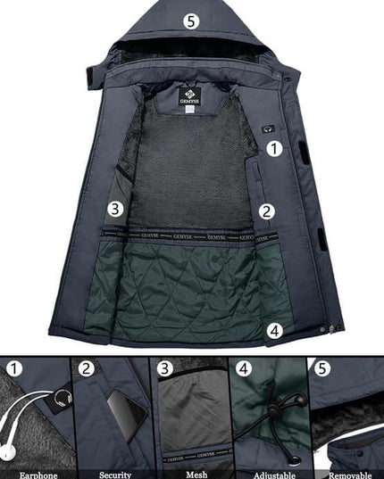 Men'S Ski Snow Jacket Warm Winter Waterproof Coat Snowboard Rain Jacket Hooded Windproof Windbreaker