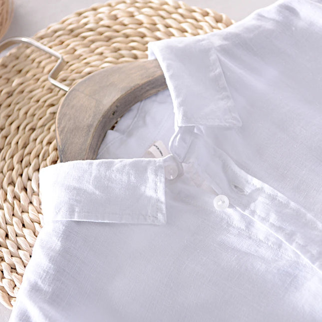 New Designer Italy Style 100% Linen Long-Sleeved Shirt Men Brand Casual 5 Colors Solid White Shirts for Men Top Camisa Chemise