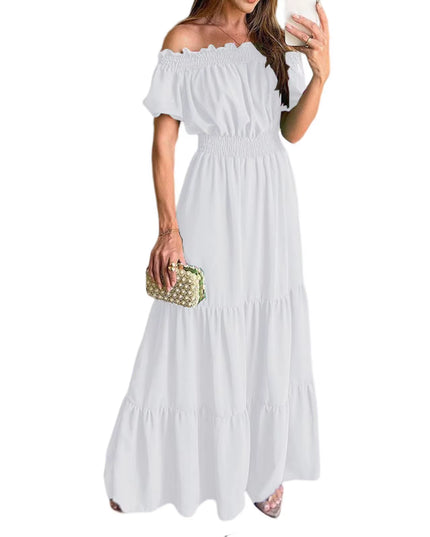 Boho Dresses for Women 2024 Summer Sexy off Shoulder Solid Color Flare Sleeve Tunic Dress Women Casual Mini Sundress Vestido