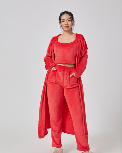 Cozy Pajama Set, 3 Piece Lounge Set, Cute Loungewear, Warm Suit Sets, Matching Set, Lounge Set, 3 Piece Pant Sets, Women Winter Dress