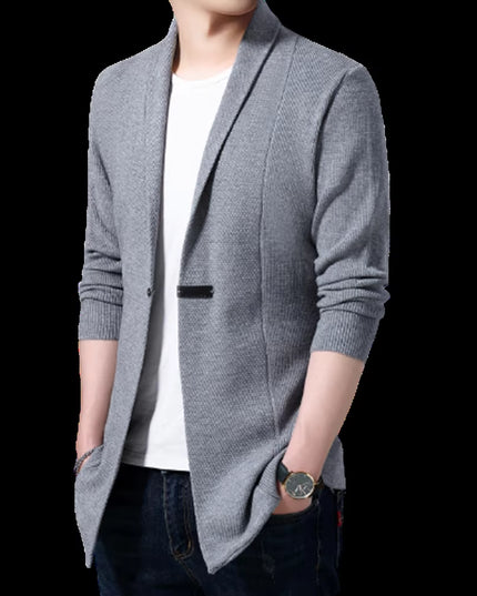 Cardigan Mens Sweaters Spring Autumn Men Casual Cardigan Jacket Man Solid Color Long Sweater Windbreaker Single Button Coats