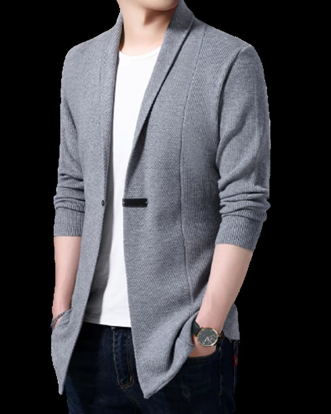 Cardigan Mens Sweaters Spring Autumn Men Casual Cardigan Jacket Man Solid Color Long Sweater Windbreaker Single Button Coats