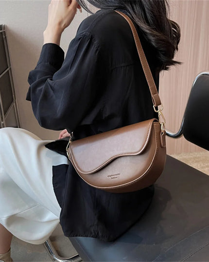 2023 New Pu Leather Women'S Crossbody Bags with Stylish Red Wide Shoulder Strap Fashionable Shoulder Solid Color Underarm Bags