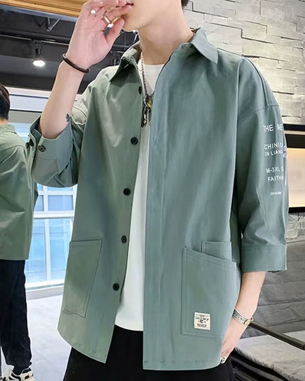 2024 Shirts Men Handsome Fashion Streetwear Design Japanese Harajuku Korean Summer All-Match Teens College Unisex Clothes Ins
