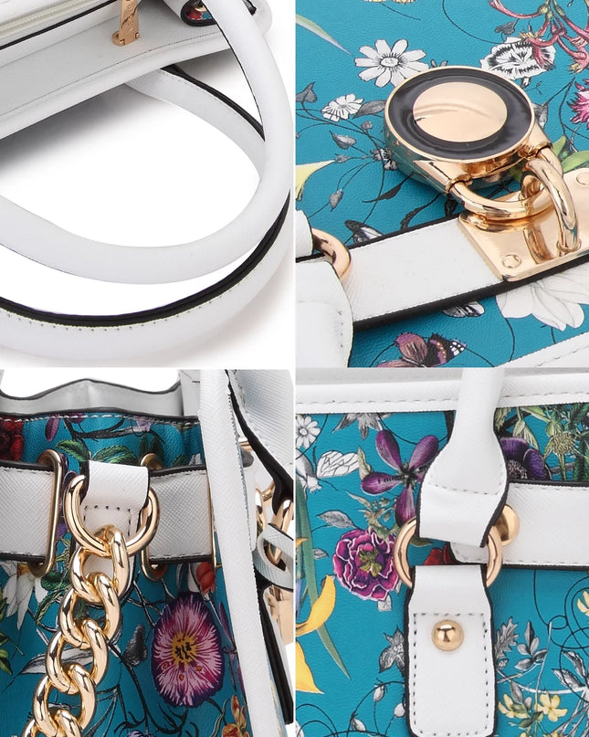 Women Structured Handbags Top Handle Satchel Purse Shoulder Bag Briefcase Hobo Bag Set 2Pcs