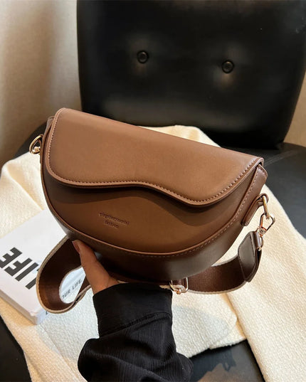 2023 New Pu Leather Women'S Crossbody Bags with Stylish Red Wide Shoulder Strap Fashionable Shoulder Solid Color Underarm Bags