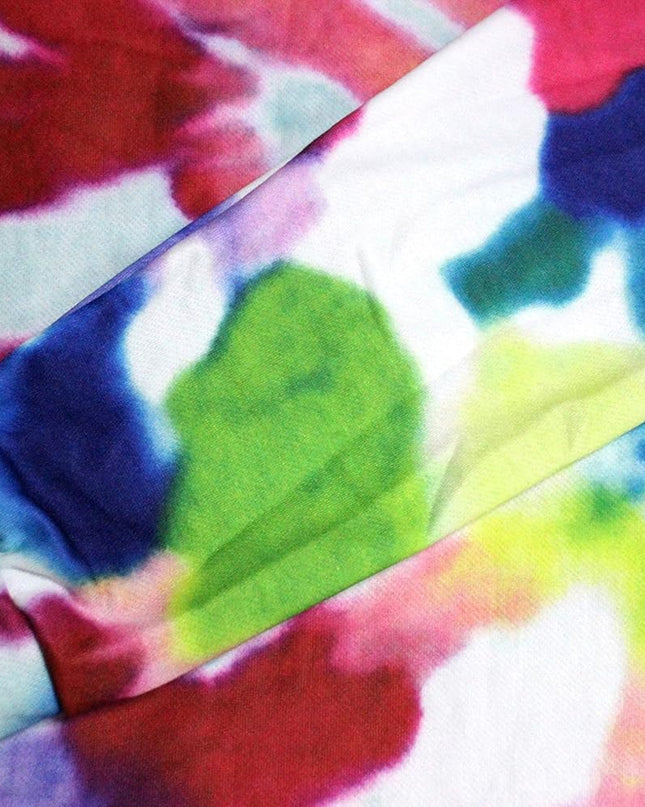 Womens Tie Dye Hoodie V Neck Long Sleeve Loose Pullover Casual Drawstring Hooded Sweatshirts Tops Red