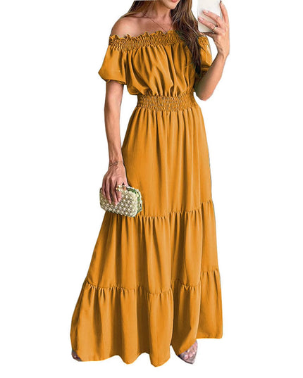 Boho Dresses for Women 2024 Summer Sexy off Shoulder Solid Color Flare Sleeve Tunic Dress Women Casual Mini Sundress Vestido