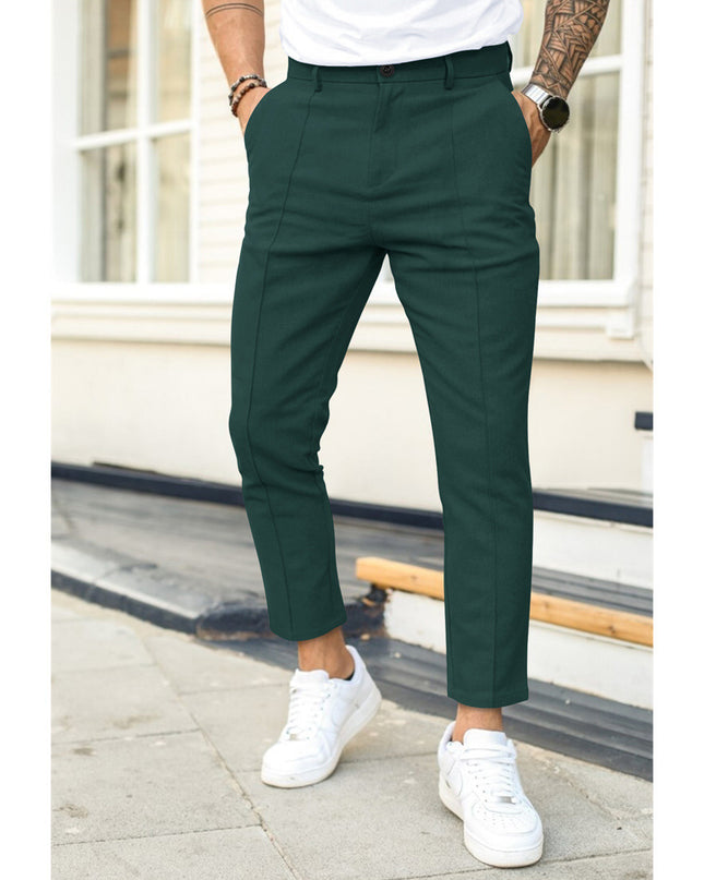 Men'S Double Fold Line Solid Color Casual Suit Pants