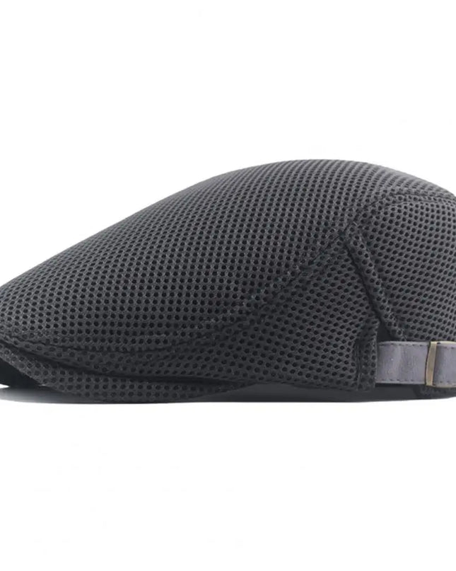 Hollow Breathable Mesh Men Beret Hat Adjustable Buckle Summer Autumn Sunscreen Men Cap Sport