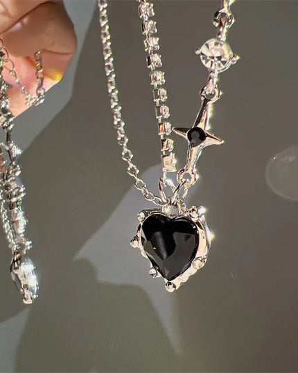 Star Zircon Pendant Necklace for Women Luxury Sweet Cool Girl Punk Heart Clavicle Chain New Fashion Jewelry Party Gift