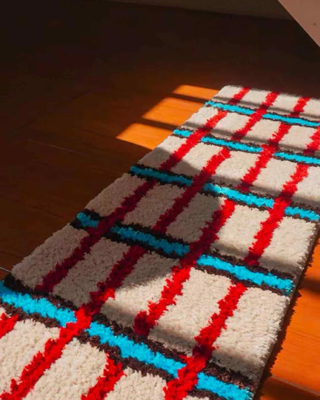 Retro Contrast Checker Bedside Tufting Runner Rug