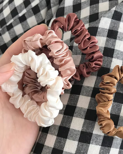6/18Pcs Elegant Hair Scrunchies Women Minimalist Simulation Silk Hair Ties Solid Color Elastic Loop Ponytail Hair Accessories