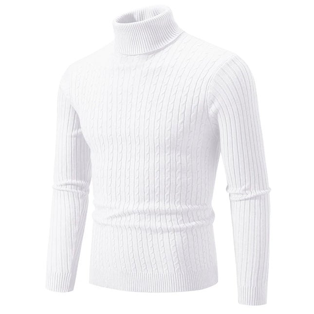 New Men'S High Neck Sweater Solid Color Pullover Knitted Warm Casual Turtleneck Sweatwear Woolen Mens Winter Outdoor Tops