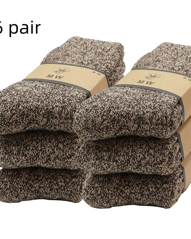Winter Men'S Merino Wool Socks Super Thick Warm High Quality Harajuku Retro Snow Casual Antifreeze Cashmere Socks Men 3 Pair