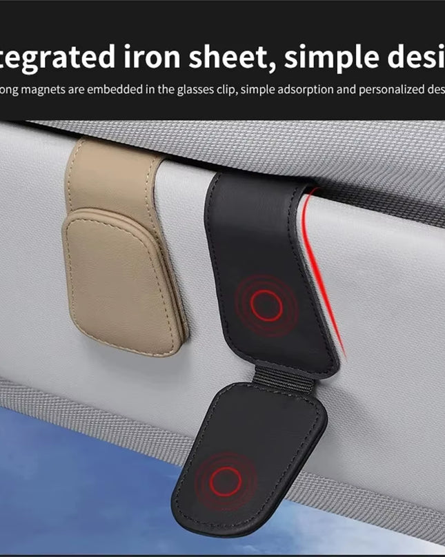 Universal Car Auto Sun Visor Eyeglass Hanger Clip Leather Glasses Holder Magnetic Multi-Function Automobile Accessories Storage