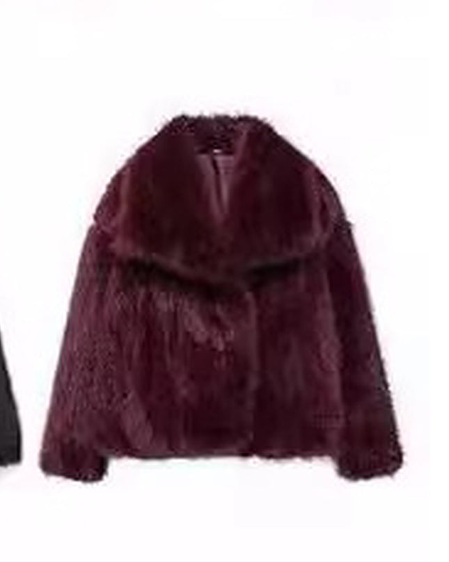 Winter Plush Coat Fashion Thicken Lapel Outwear Casual Long Sleeve Tops Womens Clothing