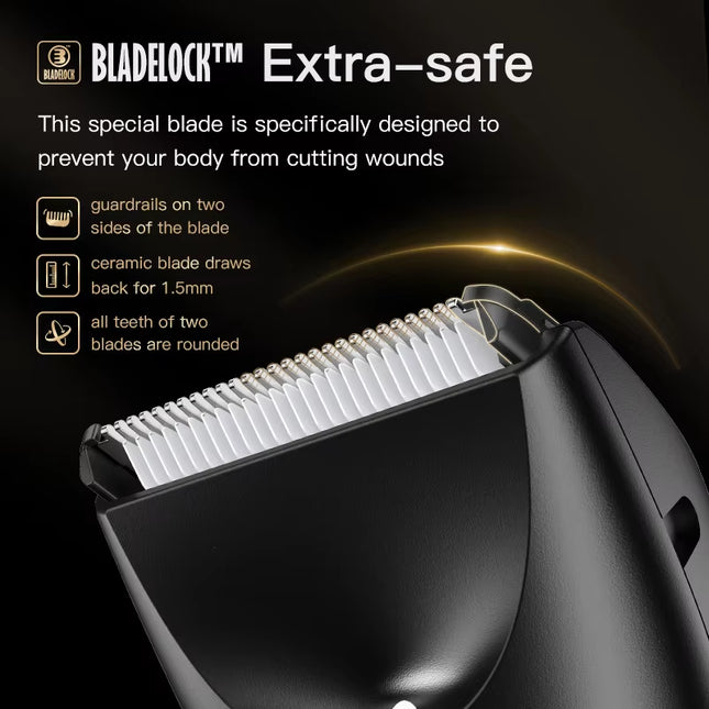 Men's Professional Groin Hair Trimmer and Body Grooming Clipper - Rechargeable Ceramic Shaver and Bikini Epilator