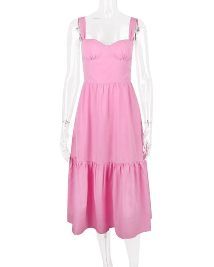 Mingmingxi Summer Elegant Holiday Dress 2024 Causal Ruffle Hems Fit and Flare Dress with Pocket Mid Length Floral Print Dress