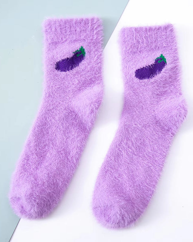 2 Pairs Cute Cow Spots Print Socks, Thickened & Warm Coral Fleece Socks, Women'S Stockings & Hosiery