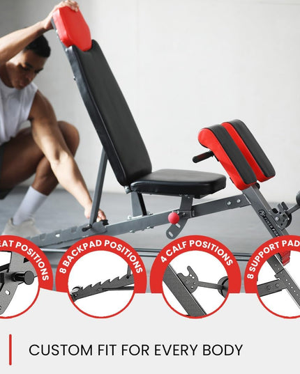 Multi-Functional FID Weight Bench for Full All-In-One Body Workout – Hyper Back Extension, Roman Chair, Adjustable Ab Sit up Bench, Incline Decline Bench, Flat Bench