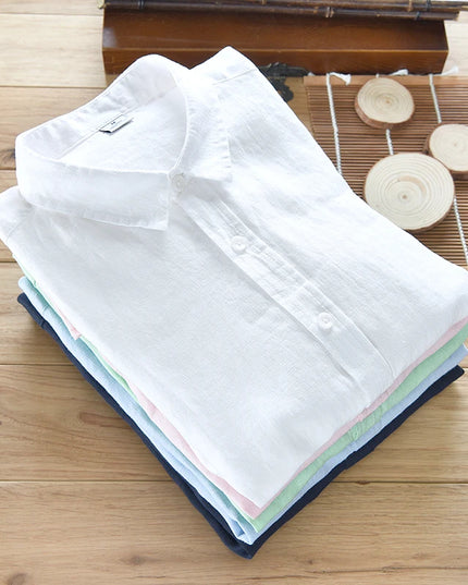 New Designer Italy Style 100% Linen Long-Sleeved Shirt Men Brand Casual 5 Colors Solid White Shirts for Men Top Camisa Chemise