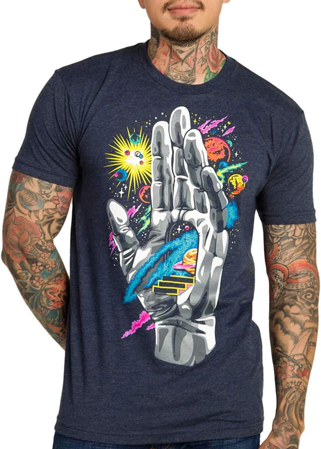 Push through Mens Graphic Tee - Cool Novelty Design Crewneck T Shirts for Guys (Navy, 3X-Large)