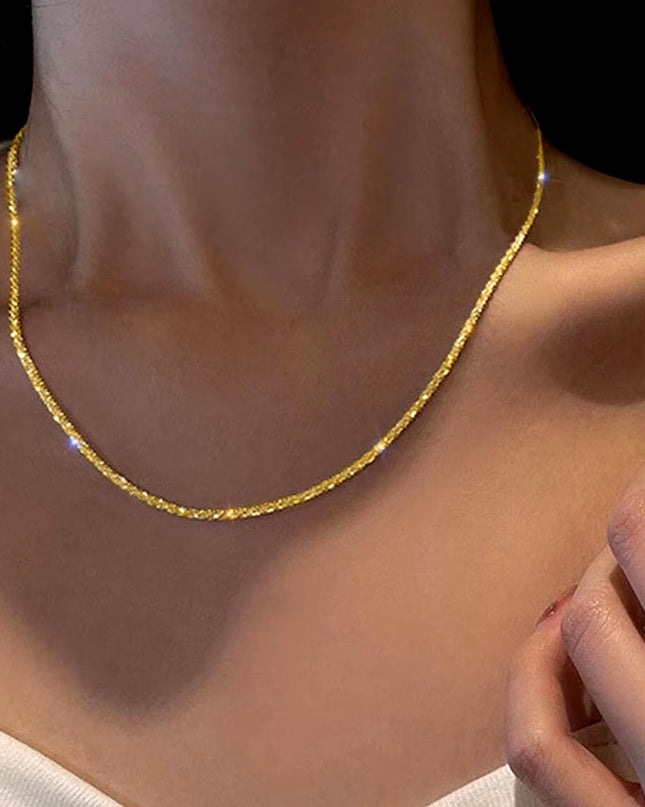 Silver Color Sparkling Necklace for Women Trendy Clavicle Chain Choker Girls Korean Wedding Party Jewelry Accessories