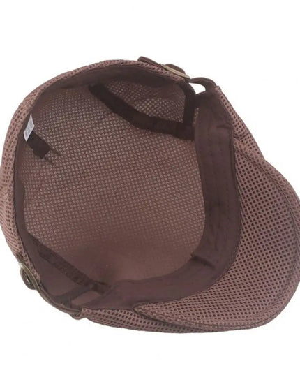 Hollow Breathable Mesh Men Beret Hat Adjustable Buckle Summer Autumn Sunscreen Men Cap Sport