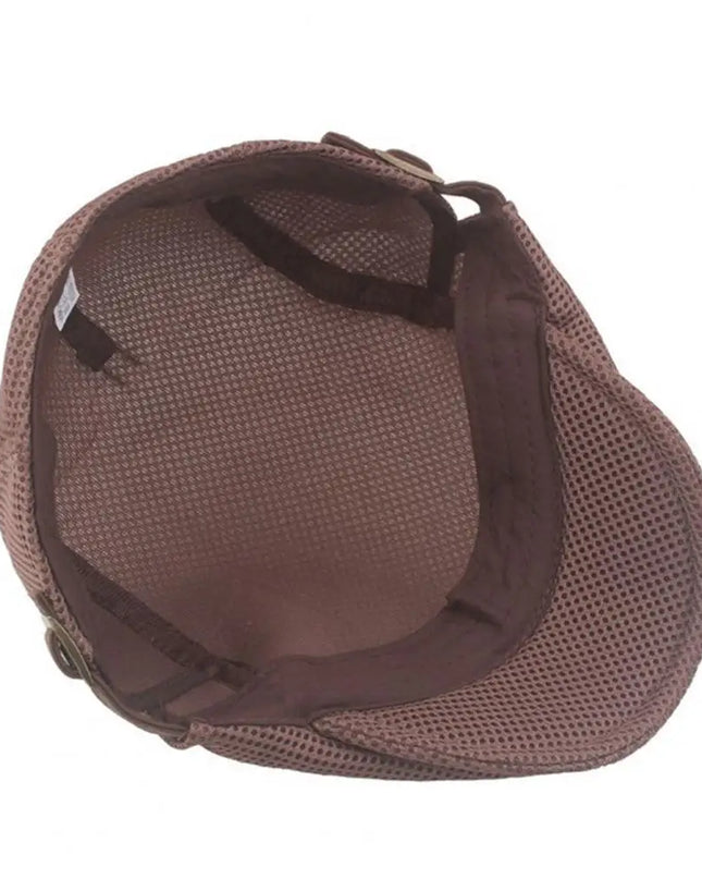 Hollow Breathable Mesh Men Beret Hat Adjustable Buckle Summer Autumn Sunscreen Men Cap Sport