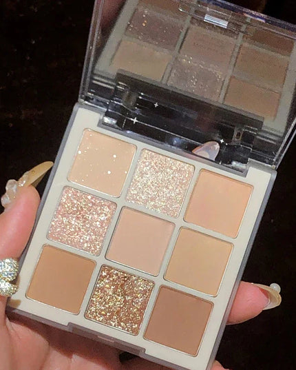 New 9 Colors Nude Shimmer Matte Eyeshadow Pallete Glitter Eyeshadow Long Lasting Waterproof Eye Pigments Shine Eyeshadow Makeup