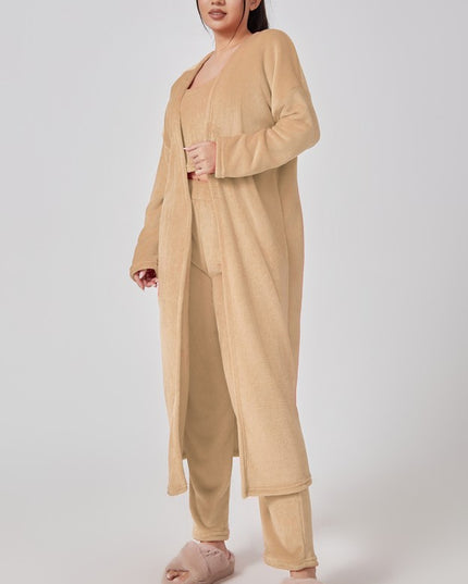 Cozy Pajama Set, 3 Piece Lounge Set, Cute Loungewear, Warm Suit Sets, Matching Set, Lounge Set, 3 Piece Pant Sets, Women Winter Dress