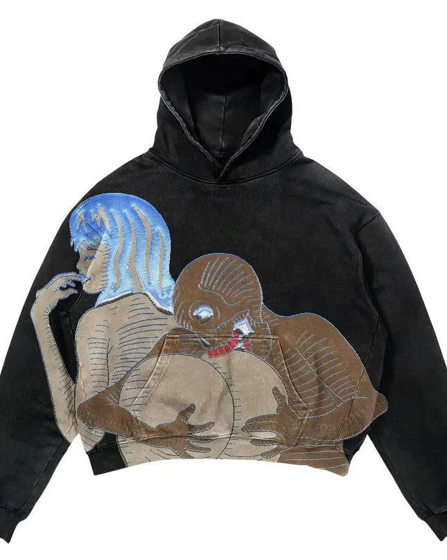 Harajuku Oversized Letter Print Streetwear High Quality Hoodie Vintage Streetwear Women Sweatshirt Goth Jacket Y2K Hoodies Women