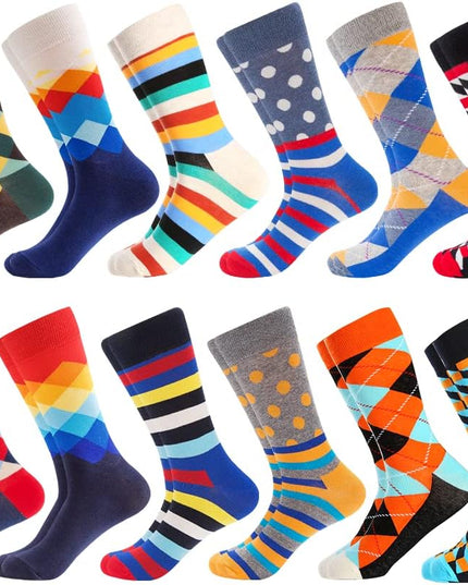 Mens Dress Socks Fun Funny Colorful Crazy Crew Dress Socks for Men 8-12