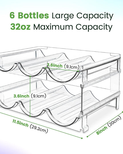 Water Bottle Organizer for Cabinet, Water Bottle Storage Organizer, 2 Packs Water Bottle Storage Rack, Water Bottle Holder for Cabinet, Stackable Water Bottle Storage Rack