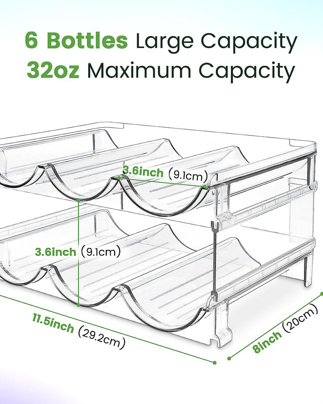 Water Bottle Organizer for Cabinet, Water Bottle Storage Organizer, 2 Packs Water Bottle Storage Rack, Water Bottle Holder for Cabinet, Stackable Water Bottle Storage Rack
