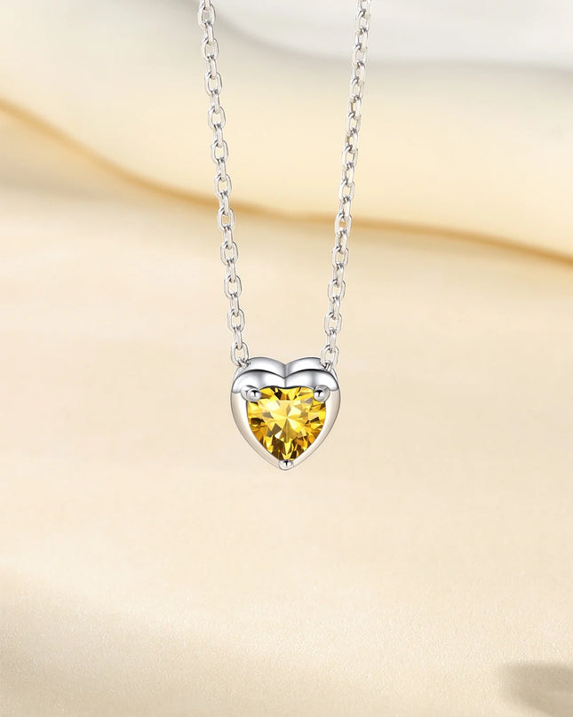 Silver Necklace 925 Sterling Silver Birthstone Love Heart Necklace Gifts for Women