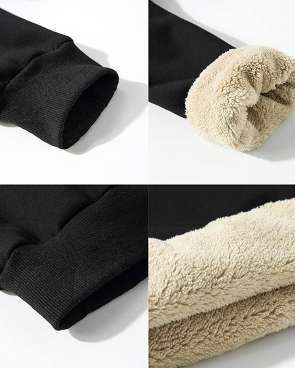 Men'S Fleece Sweatshirts Warm Sherpa Lined Heavy Thicken Underwear Winter Crewneck Pullover Tops Shirts
