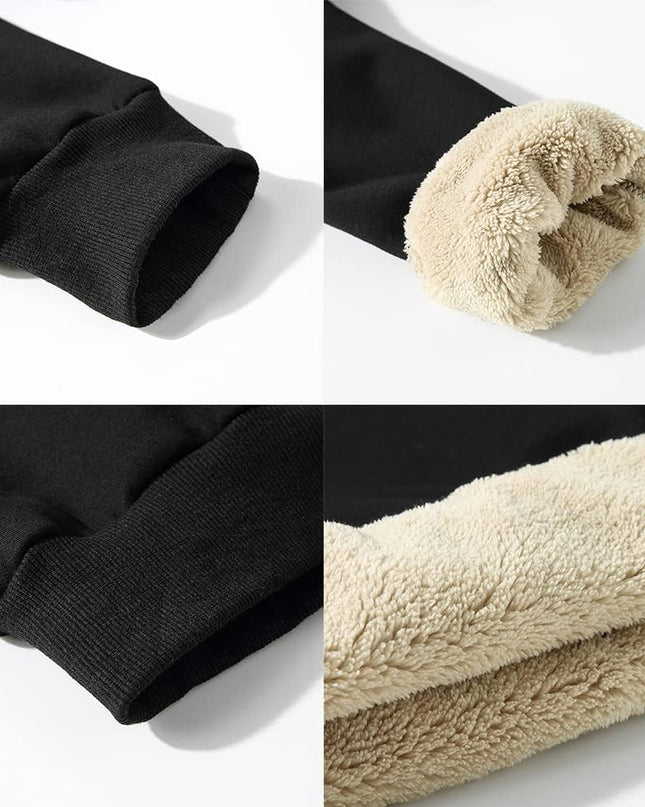 Men'S Fleece Sweatshirts Warm Sherpa Lined Heavy Thicken Underwear Winter Crewneck Pullover Tops Shirts