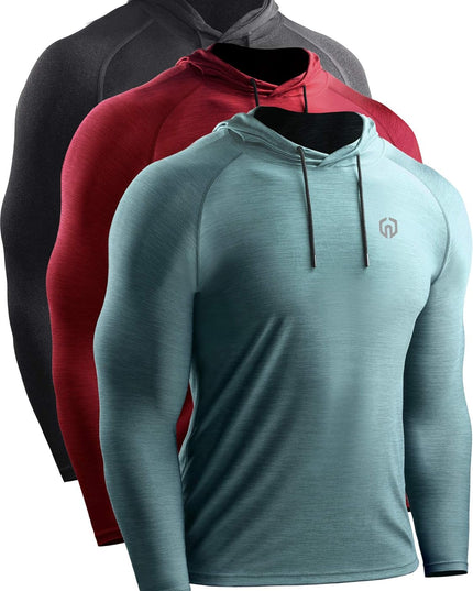Men'S Dry Fit Athletic Shirt Workout Running Long Sleeve Shirts with Hoods