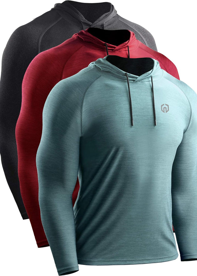 Men'S Dry Fit Athletic Shirt Workout Running Long Sleeve Shirts with Hoods