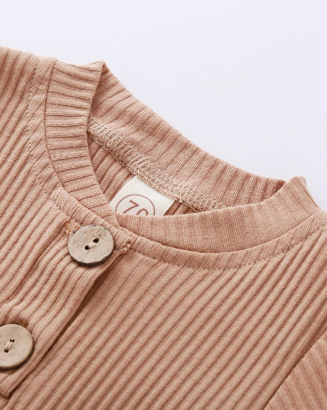 Newborn Baby Boy Girl Clothes Ribbed Knitted Cotton Long Sleeve Romper Long Pants Solid Color Fall Winter Outfits