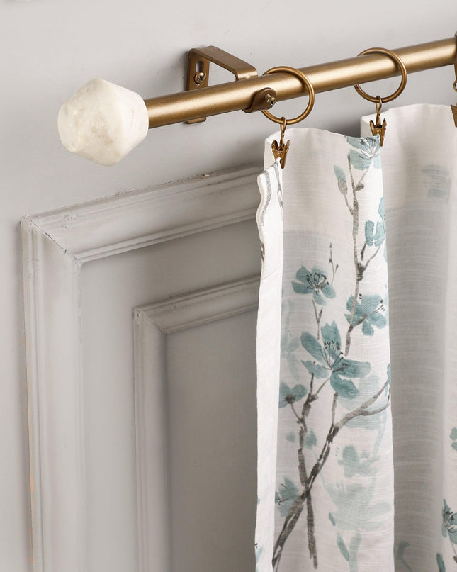 Gold Extendable Curtain Pole | 19mm | Marble Finials | 61-366cm-0