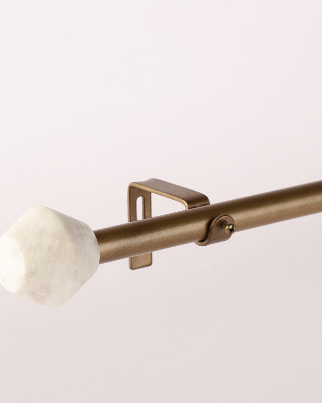 Gold Extendable Curtain Pole | 19mm | Marble Finials | 61-366cm-1