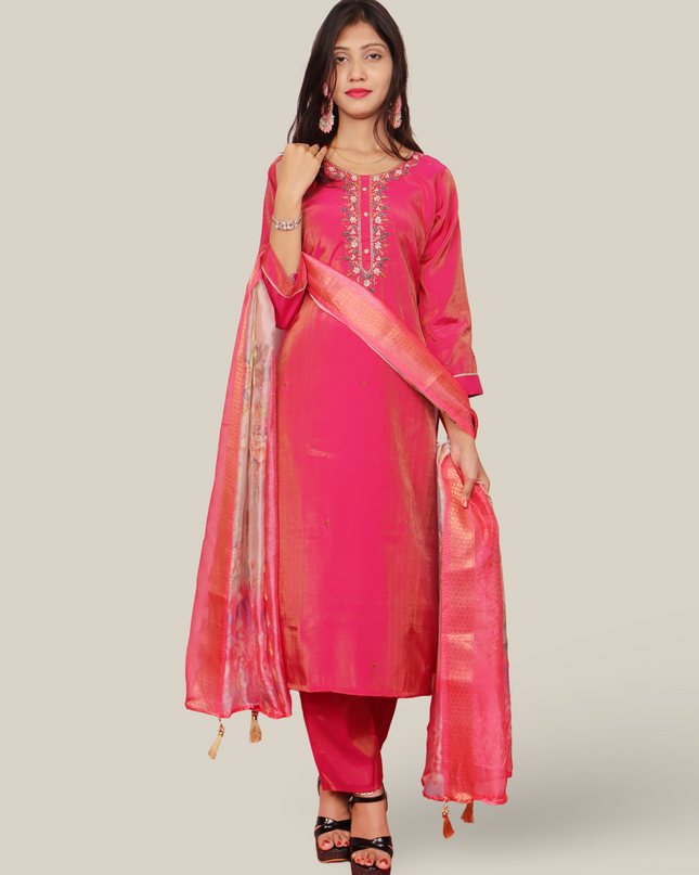 Women's Straight Kurta-Pant, and Dupatta Set-4