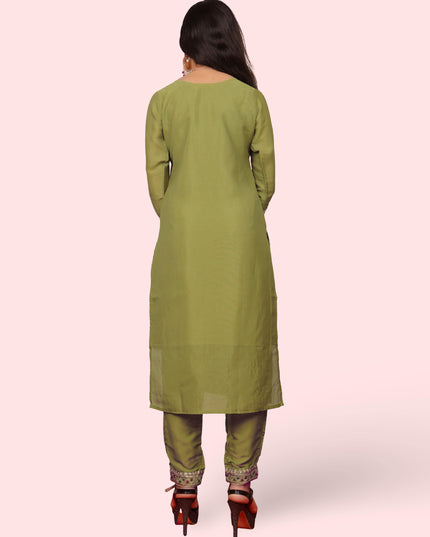Woman Straight Suit Set with Pant-Dupatta-2